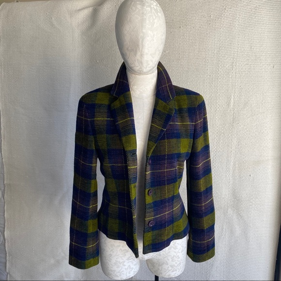 Vintage Laura Ashley UK M Plaid Equestrian Blazer - Picture 4 of 8